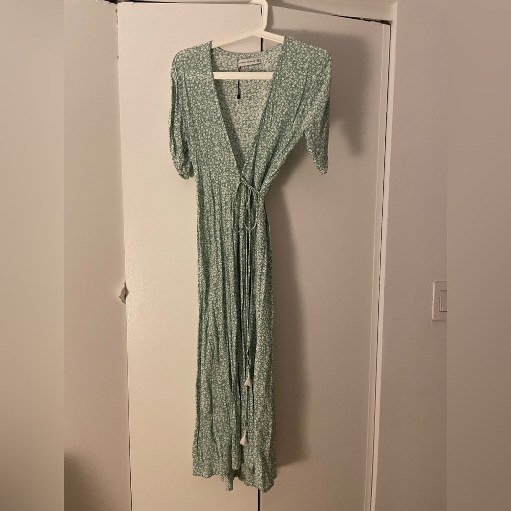 SPRING SALE! Faithfull the Brand Mint and White Floral wrap dress